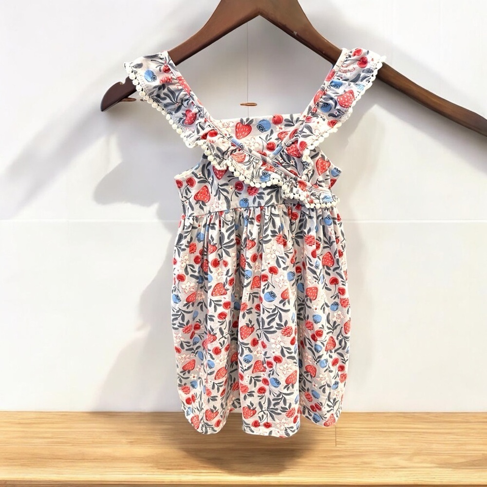 Tommy Bahama Little Girl’s Sundress Berries & Flowers Print Lace Trim‎ Detail 4T